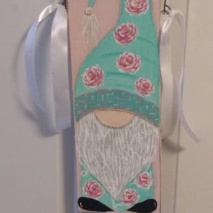 Shabby Chic Hand Painted Gnome on Reclaimed Wood